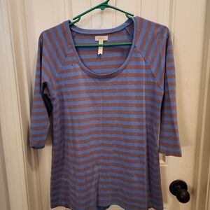 Blue and Purple Striped Women's Top